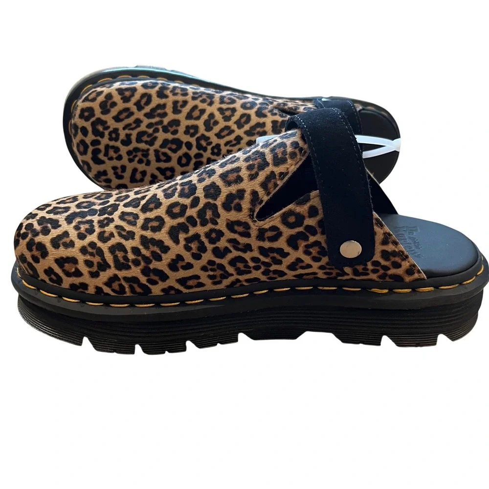 Dr. Martens Zebzag Leopard Print Hair On Leather Mules Clogs Mens 11 Womens 12 - Picture 4 of 8